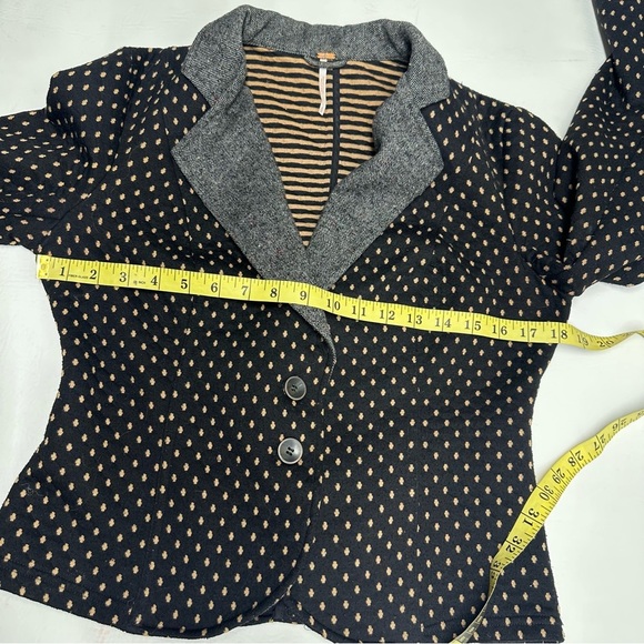 Free people Stylish Black and Gold Women's Jacket size Small polka dots - Picture 4 of 7